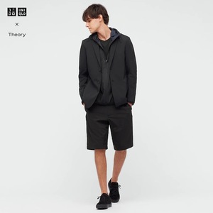 【新品・未使用】UNIQLO x Theory 2021 セットアップ　ブラック　感動ジャケット(L) 、感動イージーショートパンツ(M)