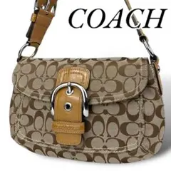 美品　COACH　ソーホー　ハンドバッグ　ワンショルダー　シグネチャー　イエロー