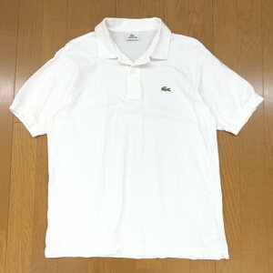 LACOSTE ラコステ 定番 L1212Y ワニ刺繍 鹿の子 ポロシャツ 5(L) 白 ホワイト 半袖 トップス ヴィンテージ 古着 日本製 国内正規品 メンズ