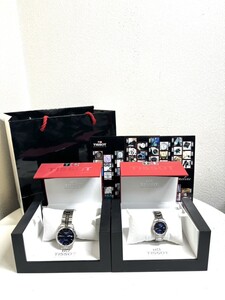 【中古美品】 TISSOT 1853 ティソ ペアウォッチ PR100 T049410A / PR100 T049310A クォーツ ブルー文字盤 SS オリジナルBOX/ギャランティ 