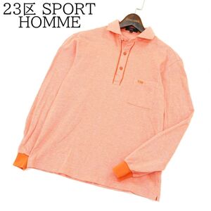 23区 SPORT HOMME スポーツ オム 通年 ロゴ刺繍★ 長袖 ポロシャツ Sz.2　メンズ ゴルフ 日本製　A3T08893_7#C