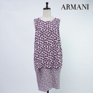 ARMANI JEANS アルマーニジーンズ 花柄 ノースリーブレイヤードワンピース 膝丈 レディース マルチカラー サイズ40*RC347