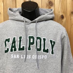 Champion ECO/チャンピオン メンズM スウェット パーカー トレーナー 裏起毛 グレー BIGロゴ CAL POLY /SAN LUIS OBISPO アメカジ USA古着