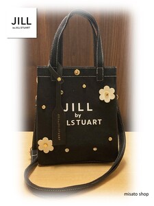 ★JILLSTUART★ ジルスチュアート フローラルプリント キャンバス ショルダーバッグ　黒