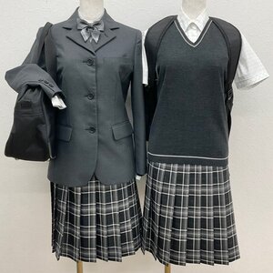 U843/S1262(中古/箱)北海道 札幌日本大学中学校 12点/旧制服/ブレザー,シャツ:S/セーター:JM/ベスト:M/スカート:W63/リボン/靴下/鞄/卒業生