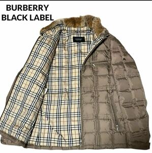 BURBERRY BLACK LABEL バーバリーブラックレーベル ホワイトグース ダウンジャケット キルティング ノバチェック 2way ジャケット ファー M