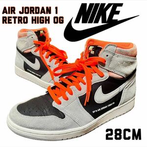 NIKE AIR JORDAN 1 RETRO HIGH OG ナイキ エア ジョーダン 1 レトロ ハイカット スニーカー 靴 ハイパー クリムゾン 28cm 中古品 【4983】K