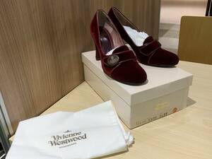 【13497】未使用★Vivienne Westwood ヴィヴィアンウエストウッド/5801 BLDV ボタン ベロア パンプス 35 1/2 ワインレッド系 彡