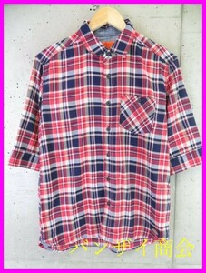 【送料300円可】7180s6◆美品です◆DICKIES ディッキーズ 五分袖 チェックシャツ M/ワークシャツ/ジャケット/ワークパンツ/オールインワン