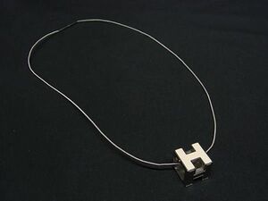 1円 ■美品■ HERMES エルメス カージュドアッシュ Hキューブ ネックレス アクセサリー レディース シルバー系×アイボリー系 FD2279