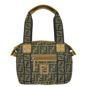 本物 フェンディ FENDI ズッカ トートバッグ ハンドバッグ キャンバス ブラウン ブラック 7VS078