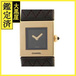 CHANEL　シャネル　マトラッセ　H0111　K18YG/革　女性用クオーツ時計【473】