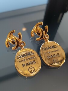 1円 1スタ CHANEL シャネル カンボン ロゴプレート イヤリング ココマーク ヴィンテージ ビンテージ レディース アクセサリー 検) ピアス