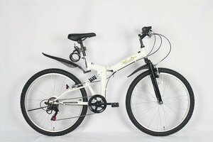 ◎【従来より25%軽いシフト感！】26インチMTB折りたたみ自転車 AJ-02Nシマノ6段変速 ホワイト【本州・四国 送料無料】 フルサスペンション