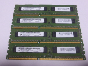 メモリ デスクトップパソコン用 1.5V Micron ECC DDR3-1600E PC3-12800E 4GBx4枚 合計16GB 起動確認済みですが一応ジャンク品扱いです⑩