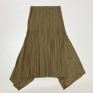 ●PLEATS PLEASE プリーツプリーズ スカート ロング プリーツ ゴムウエスト 日本製 ISSEY MIYAKE ベージュ系 サイズ3 レディース 0.26kg●