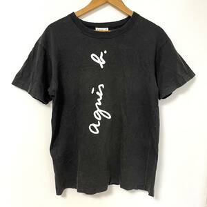 90s フランス製 アニエスベーオム agns b. HOMME PARIS 半袖Tシャツ ブラック シングルステッチ