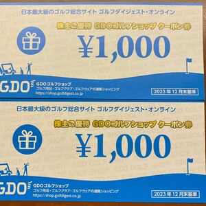 ゴルフダイジェストオンライン（GDO） 株主優待 ゴルフショップクーポン券 2,000円分