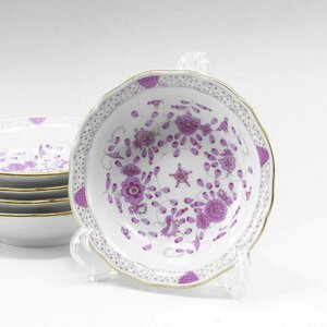 マイセン Meissen インドの華 リッチ ピンク 食器 サラダボウル×5 343410/00411【51110401-76】中古