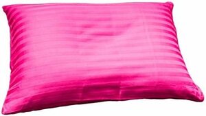 Reowide 枕カバー ロング 43×90cm サテンストライプ (綿100％) 40番手 ファスナー式 200本高密度生地 高級ホテル品質 ローズピンク