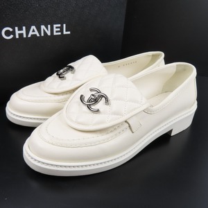 42461★1円スタート★CHANEL シャネル 極美品 ココマーク ターンロック マトラッセ 21年製 36 1/2 23.5cm ローファー ラムスキン