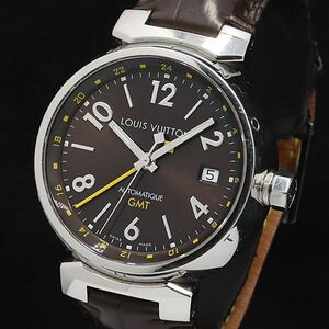 1円 ルイヴィトン タンブール AT/自動巻き GMT ブラウン Q1131 デイト メンズ腕時計 KMR 0044110 6ANT