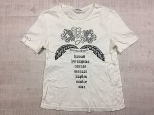 VALENZA SPORTS バレンザスポーツ オールド レトロ 古着 ラインストーン 半袖Tシャツ カットソー レディース 40 白