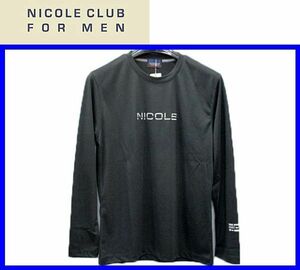 新作★50(LL)★\5390〓NICOLE CLUB FOR MEN ニコル〓ロゴ刺繍長袖Ｔシャツblack