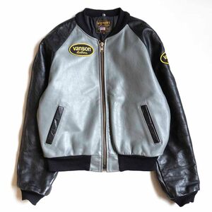 【美品】 VANSON 【TJV オールレザー スタジャン】40 ジャケット ワッペン USA製 バンソン 2412189