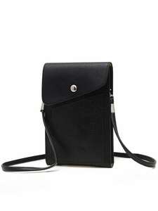財布 スマホウォレット 女性用ブラッククロスボディ携帯電話バッグバックル付き1個 新着商品