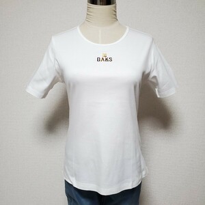DAKS ダックス ホワイト 半袖 ロゴTシャツ トップス サイズ9R（約Mサイズ相当）