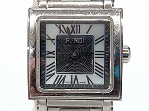 FENDI フェンディ 60500L 電池式 クォーツ スクエア ローマン レディース腕時計 クアドロミニ シェル ブラック×ホワイト文字盤 店舗受取可