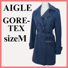 エーグル　トレンチコート GORE-TEX ベルト　フード付き　濃紺 Mサイズ
