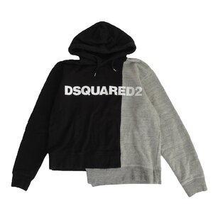 21SS DSQUARED2 ディースクエアード バイカラー ドッキング プルオーバーパーカー S74GU0505 ブラック×グレー サイズXS メンズ /TNT