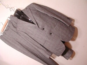 ssy4488 THE SUIT COMPANY シングルスーツ ブラック×グレー ■ チェック柄 ■ 3つボタンジャケット ノータックパンツ サイズ175-6Drop W82