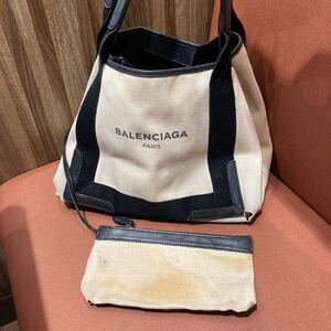 BALENCIAGA バレンシアガ ネイビーカバス トートバッグ ハンドバッグ ショルダーバッグ ポーチ付き ブランド おしゃれ ファッション