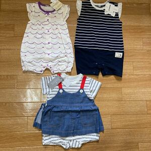 70サイズ☆半袖ロンパース☆未使用☆夏物☆女の子☆3枚セット☆Ampersand1枚☆