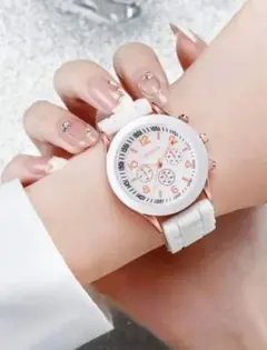 a78 レディース 腕時計 クォーツ ホワイト×ピンク シンプル かわいい