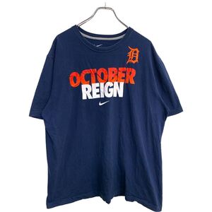 NIKE 半袖 プリント Tシャツ XXLサイズ ナイキ ビッグサイズ ネイビー コットン 古着卸 アメリカ仕入 t2408-4075