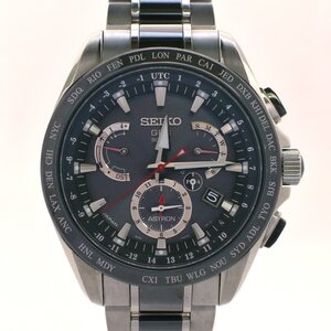 ■ 1円 ～ 正規 中古 参定25.3万■ セイコー SEIKO ■ アストロン 8X デュアルタイム SBXB041 ■箱保コマ ソーラー GPS チタン ブラック 黒