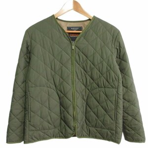 美品 BEAMS LIGHTS ビームスライツ Thermore ノーカラーキルティングジャケット パデッドブルゾン 36 カーキ ◆