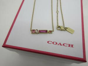 COACH　コーチ　ネックレス　C6304　ゴールドカラー　ピンク　レディース　箱付