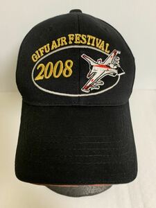 即決/GIFU AIR FESTIVAL2008/岐阜エアフェスティバル2008/記念キャップ/帽子/航空祭/航空自衛隊/岐阜基地/戦闘機刺繍/フリー/綿100%/経年