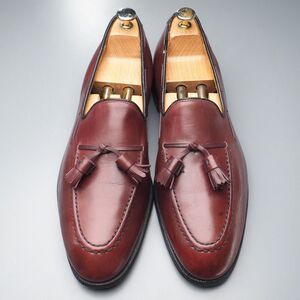 W2766//チーニー/CHEANEY製*Ainsley Blake Ltd*メンズ10.5D/タッセルローファー/レザースリッポン/モカシンシューズ/革靴/バーガンディ