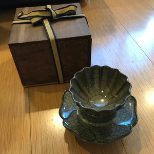 茶道具収集品盃置き台付茶器時代物