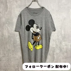 古着 used　Disney　ディズニー　ミッキー　Mickey Mouse　半袖プリントTシャツ　グレー　キャラクター