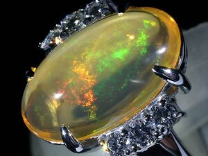 MI14072SS【1円～】新品【RK宝石】≪opal≫ 魅惑の遊色!! 極上ファイアオパール 大粒4.23ct!! 極上ダイヤモンド Pt900 高級リング ダイヤ