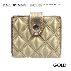 【訳あり】　Marc By Marc Jacobs マーク バイ マークジェイコブス　サテン　スナップ　ウォレット　パスケース　財布　ゴールド