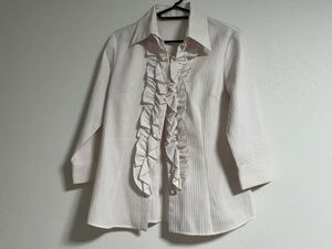 【美品】CosadeVer/光沢ツルさらフリルブラウス/ピンク