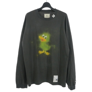 ミハラヤスヒロ MIHARA YASUHIRO 24AW Duck Printed Distressed LS T-shirt ダックプリントTシャツ カットソー 長袖 ダメージ加工 48 黒